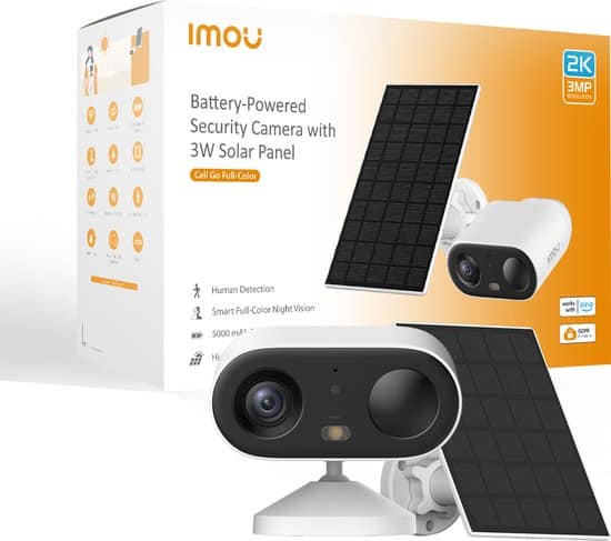 Imou Cell Go Full Color Met Zonnepaneel – Beveiligingscamera – 2K Draadloos Bewakingscamera Voor Buiten – 5000 mAH Accu – Eenvoudige Installatie – AI-Persoonsdetectie – Smart Full Color Night Vision – IP65 Weerbestendig – Inclusief Zonnepaneel