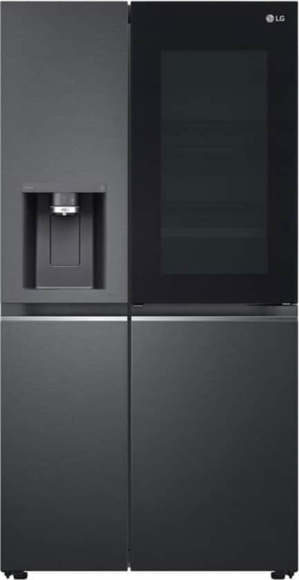 LG GSXB90MCDE, Vrijstaand, Frans deur, Zwart, Deur-op-deur, Sensor, Gehard glas