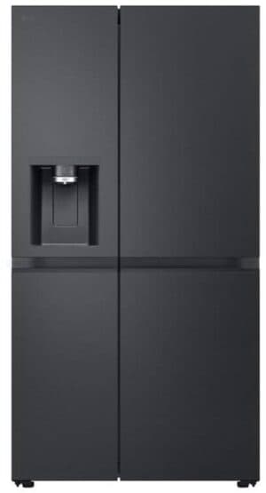 LG GSLE91EVAC, Vrijstaand, Amerikaanse deur, Zwart, LED, Op de deur, Glas