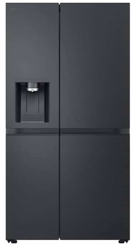 LG GSLE91EVAC, Vrijstaand, Amerikaanse deur, Zwart, LED, Op de deur, Glas