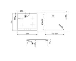 Smeg Cortina SI764POM kookplaat Crème Ingebouwd 60 cm Inductiekookplaat zones 4 zone(s)