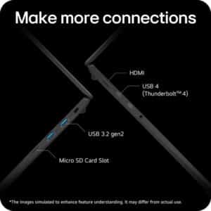 LG Gram 16Z90S-G.AA58A1 laptop Intel Core Ultra 5 125H 40,6 cm (16") WQXGA 16 GB LPDDR5x-SDRAM 1 TB SSD Wi-Fi 6E (802.11ax) Windows 11 Home Zwart