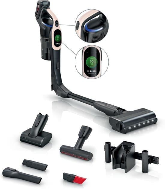 Bosch Unlimited 10 – Steelstofzuiger – Zuigmond met LED verlichting – 90° buigbare buis – draadloos en zonder zak – HEPA filter – BBS1041RBA